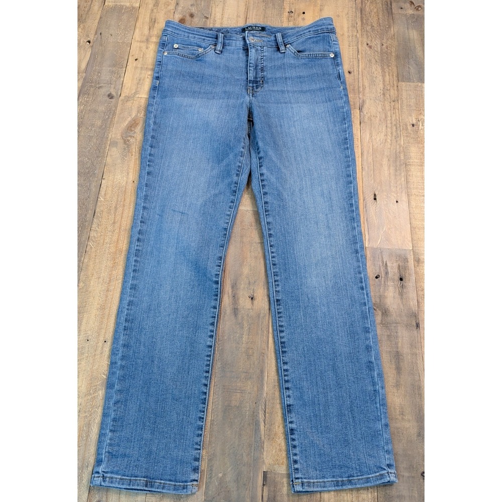 Lauren Ralph Lauren Womens Straight Jeans Blue Mid Rise Denim W109
